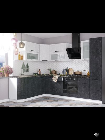 Бетон белый/черный модульная кухня