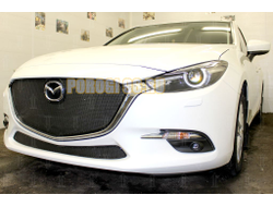 Защита радиатора Mazda 3 2016-2019 black верх (без рамки) PREMIUM