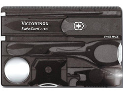 Швейцарская карточка VICTORINOX SwissCard Lite, 13 функций, полупрозрачная чёрная 0.7333.T3