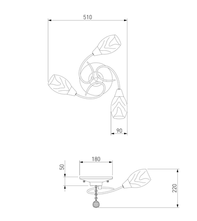 ЛЮСТРА С ПЛАФОНАМИ 30100/3 Virginia античная бронза