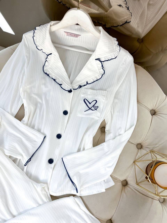 Пижама Виктория Сикрет в рубчик цвет белый