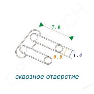 Втулка двойная для оправы Silhouette 1.4*0.8*7.0 мм, сквозное отверстие (100шт)