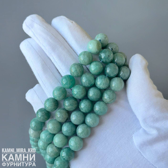 Амазонит с включениями шары 10,4-10,6 мм, цена за нить 19 см