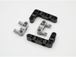 !АНАЛОГ! AN_LFTRM1 Комплект 2477 Liftarm, Modified Perpendicular Holes Bent Thick L-Shape 3 x 5 BLACK + 2393 Pin Connector Perpendicular 3L with 2 Pins LBG  4 шт (АНАЛОГ), n/a / 4 шт.