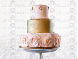 Торт № 15 "Золотой с рюшами" (Свадебные)