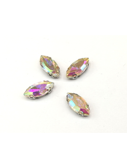 Стразы стеклянные пришивные в цапах, 7*15 мм цвет AB