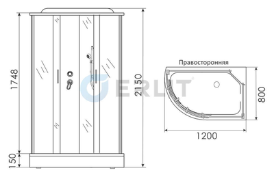 Душевая кабина ERLIT ER3512PR-C4-RUS 120х80