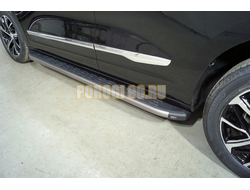 Пороги алюминиевые с пластиковой накладкой (карбон серые) 1820 мм ТСС для Haval H7 2024-