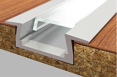 Врезной СЕРЕБРИСТЫЙ анодированный алюминиевый  профиль с матовым экраном 2000x22x6мм