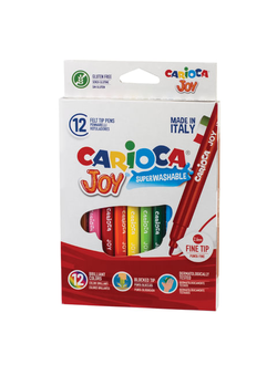 Фломастеры CARIOCA (Италия) "Joy", 12 цветов, суперсмываемые, вентилируемый колпачок, картонная коробка, 40614, 3 набора