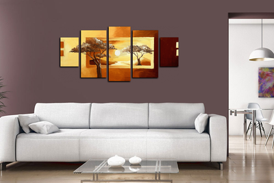 Модульная картина "Солнце и два дерева"