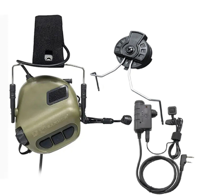 Активные наушники Earmor M32 MOD4 + крепеж на шлем M11 + кнопка PTT Baofeng / Kenwood M52