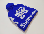 Шапка Supreme Помпон Rose Синий / Белый