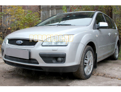 Защита радиатора Ford Focus II 2005-2008 (2 части) black