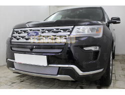 Защита радиатора Ford Explorer 2018- (2 части) с камерой chrome верх