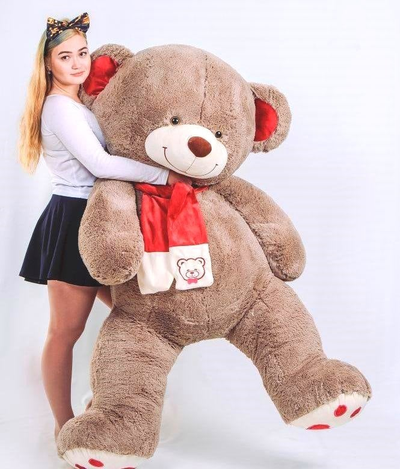 Большой плюшевый медведь 200 см кофейный Кельвин