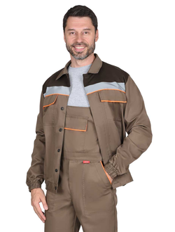 Костюм СИРИУС-МАСТЕР летний: куртка, полукомбинезон, кофейный с тёмно-коричневой отделкой