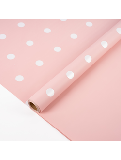 Пленка двусторонняя "Большой горох" 58см*10м Персиковый с белым ПР29/5