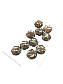 Стразы акриловые пришивные круглые 10 мм, цвет серый