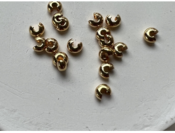 Бусина укрывная обжимная маскировочная 3мм цв. зол 20шт 8гр