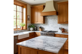 Столешница: кварцевый агломерат (или акрил) — точная подгонка; срок установки: 2–3 дня.
