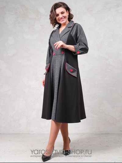 Элегантное женское платье в черно-сером цвете