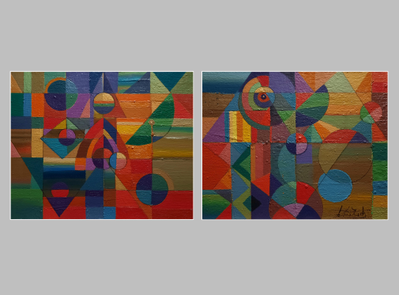 Композиция Осень. Диптих. 2019. Холст, масло. 40х100 см