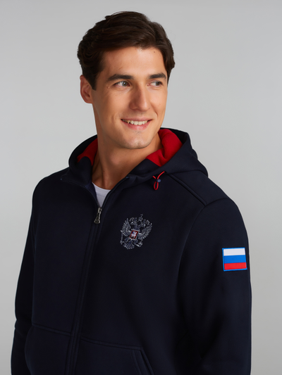 Теплый спортивный костюм мужской, RUSSIA, 12SKM-1410 (темно-синий)