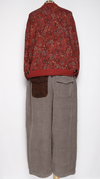 Брюки Бохо вельветовые "Трубы винтажные карман сзади" бежевые р.50-54