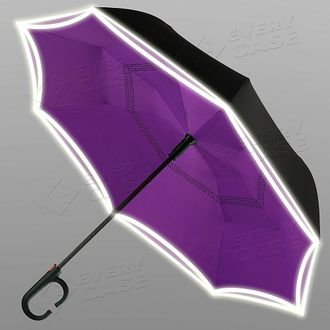 Световозвращающий полуавтоматический обратный зонт, цветной
