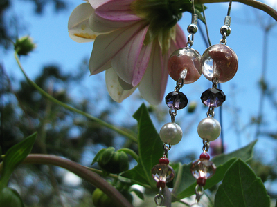 Красивые длинные серьги "Хрустальная роса"