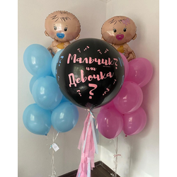 Гендер - шар определение пола с двумя связками (черный)