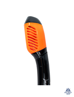 Трубка для дайвинга Marlin Dry Flap Black/orange, изогнутая, сухая