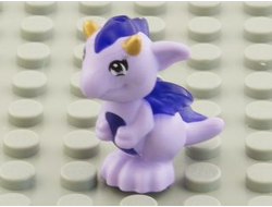 Dragon, Elves, Baby with Molded Trans-Purple Stomach, Spines, and Wings and Printed Gold Horns Pattern Fledge, Lavender (26090pb02 / 6146478)