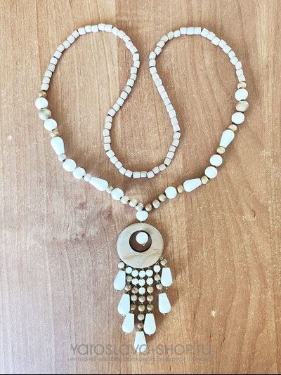 М-179. Бусы деревянные глаз капли граб абрикос .