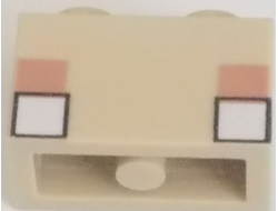 Brick 1 x 2 with Pixelated Minecraft White Eyes Pattern, Tan (3004pb226 / 6335407)