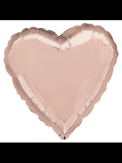Шар фольгированный с гелием "Сердце Розовое золото" 45 см