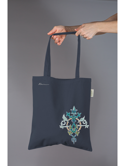 Сумка из серой саржи с авторским рисунком, коллекция "Чертополох"