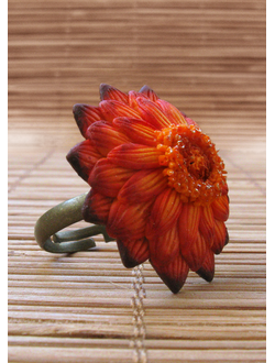 "Солнечный Уголёк" - необычное кольцо-цветок