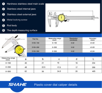 Штангенциркуль Shahe с круговой шкалой 150 мм 0.01