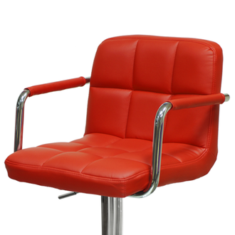 Полубарный стул  N-69 Kruger Arm BR красная экокожа