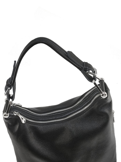 (АРТИКУЛ: 9808/1/82) СУМКА МЕШОК ЖЕНСКАЯ, СРЕДНЕГО РАЗМЕРА, НАТУРАЛЬНАЯ КОЖА, ЧЕРНАЯ, ДВА ОТДЕЛЕНИЯ, РУЧКА И РЕМЕНЬ ЧЕРЕЗ ПЛЕЧО