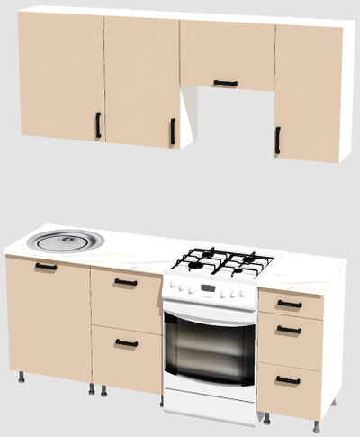 Кухня эконом 1,5 метра (600х500х400) Цвет: Фон бежевый/Фон бежевый