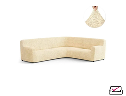 Чехол на классический угловой диван Микрофибра Ваниль. Защита мягкой мебели от животных. РОССИЯ