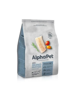 AlphaPet (АльфаПет) Superpremium Monoprotein сухой корм для взрослых собак мелких пород с белой рыбой, 500 г