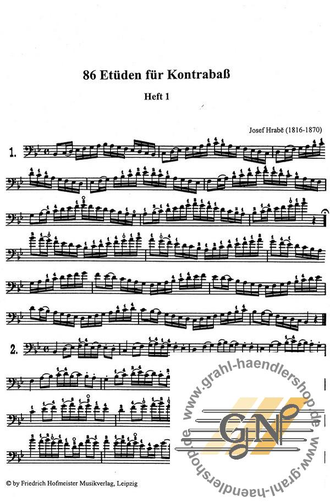 Hrabe, Joseph 86 Etuden Band 1 (Nr.1-44) : for Double-bass