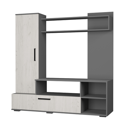 Гостиная Евро 2 (лдсп) (Графит/дуб крафт белый) , Ш1500хВ1520хГ440 мм