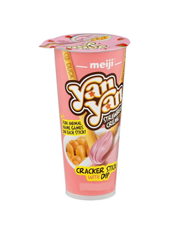 Печенье Meiji Yan Yan Топинг с клубничным кремом 30 гр (10 шт)*8 стакан