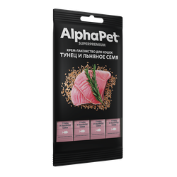 AlphaPet (Альфа пет) Крем-лакомство для кошек с тунцом и льняным семенем, 48 г