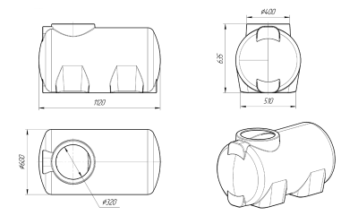 Размеры пластиковой емкости на 300 литров H300
